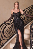 CDfeathered-fitted-slit-dress-cc2358