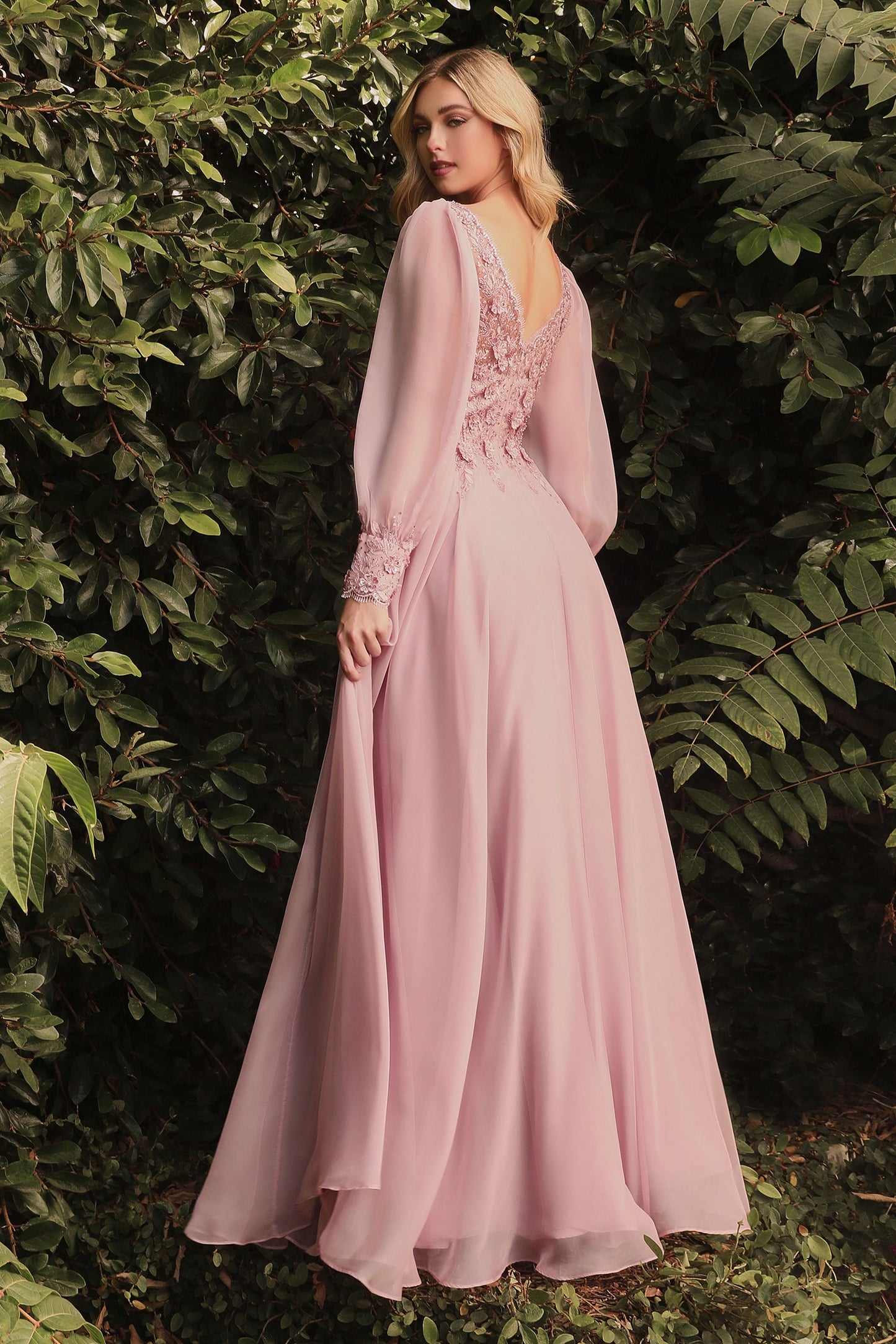 CDpuff-long-sleeve-appliques-bodice-chiffon-dress-cd0183