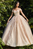 Glittered Floral Off Shoulder A-Line Dress CD0185