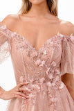 3D Floral Applique Whimsical Tulle Gown CD0197