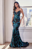 Stylish Patterned Sparkly Mermaid Dress CD0199