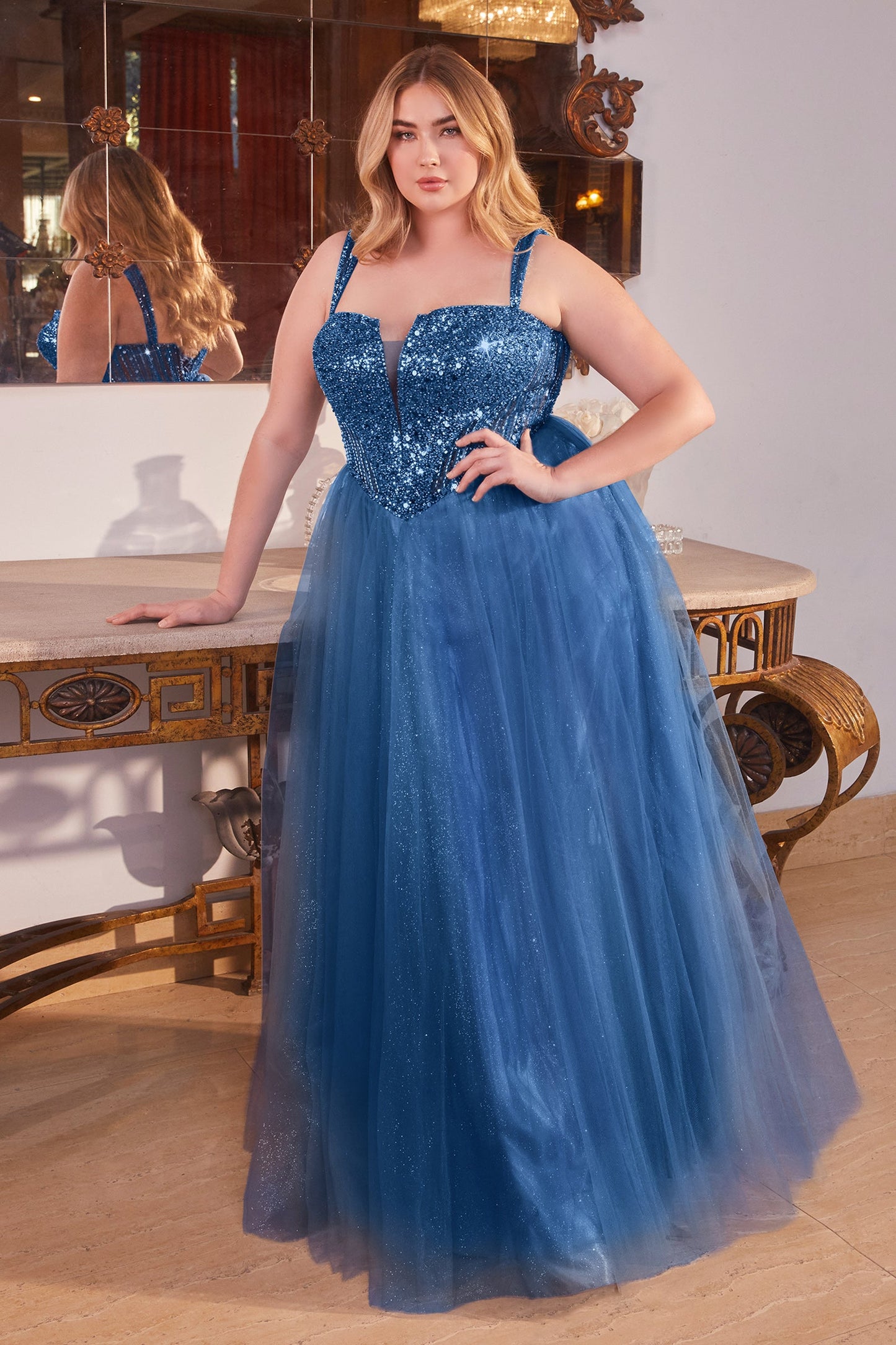 CDdeep-v-neck-sparkly-bodice-a-line-tulle-dress-cd0217c