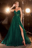 Beaded Embellished Bodice A-Line Dress CD0230