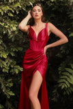 Long Gathered Satin Corset Gown CD231