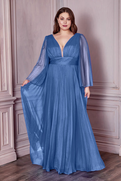 Pleated-Chiffon-Long-Sleeve-Gown-CD242