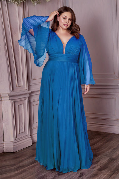 Pleated-Chiffon-Long-Sleeve-Gown-CD242