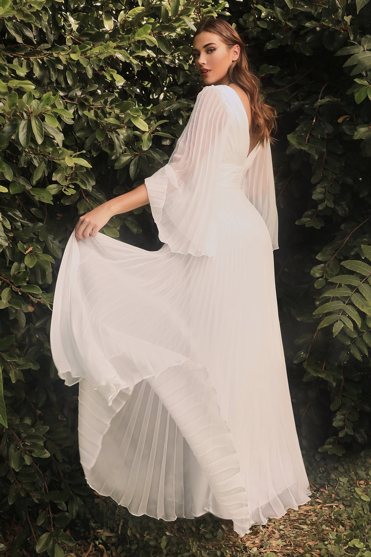 CDwhite-bell-sleeve-pleated-a-line-gown-cd242W