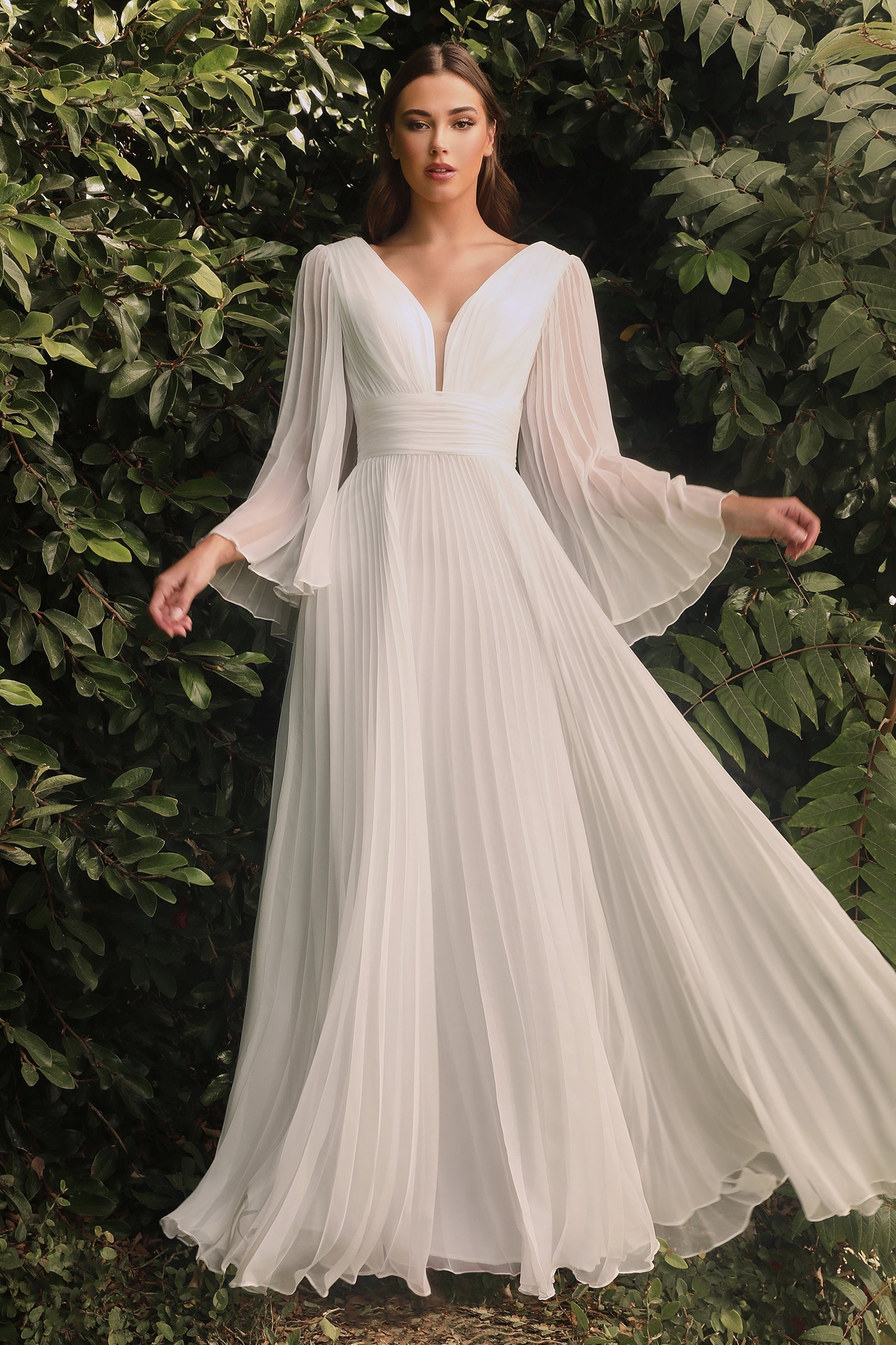 CDwhite-bell-sleeve-pleated-a-line-gown-cd242W