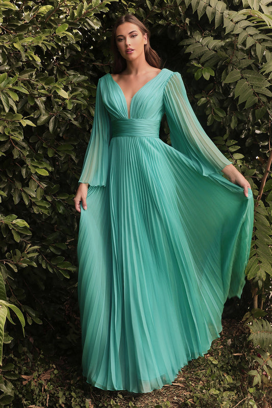 CDpleated-chiffon-long-sleeve-gown-cd242