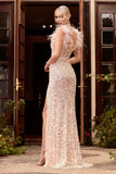 CDfeathered-iridescent-high-slit-sequin-gown-cd248