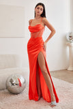 Satin Fitted Corset Dress with Slit CD265
