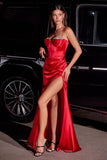 Satin Beaded Fitted Gown CD306