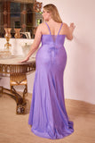 Fitted Glitter Corset Slit Gown CD307C