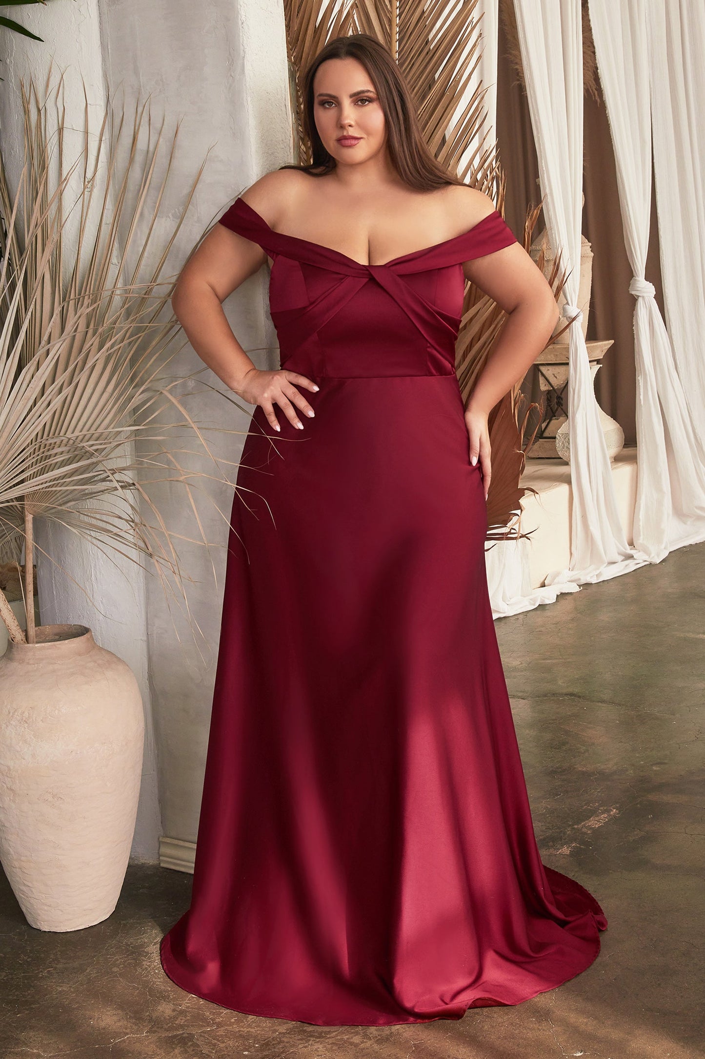 Off Shoulder Elegant Satin Dress CD325C