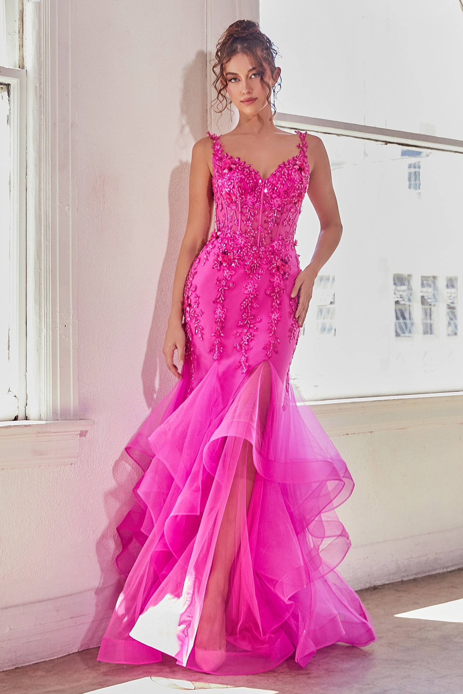 CDbeaded-ruffled-mermaid-dress-cd331