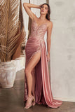 CDfitted-applique-satin-side-gathered-dress-cd809