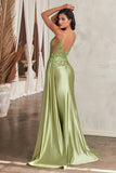 CDfitted-applique-satin-side-gathered-dress-cd809