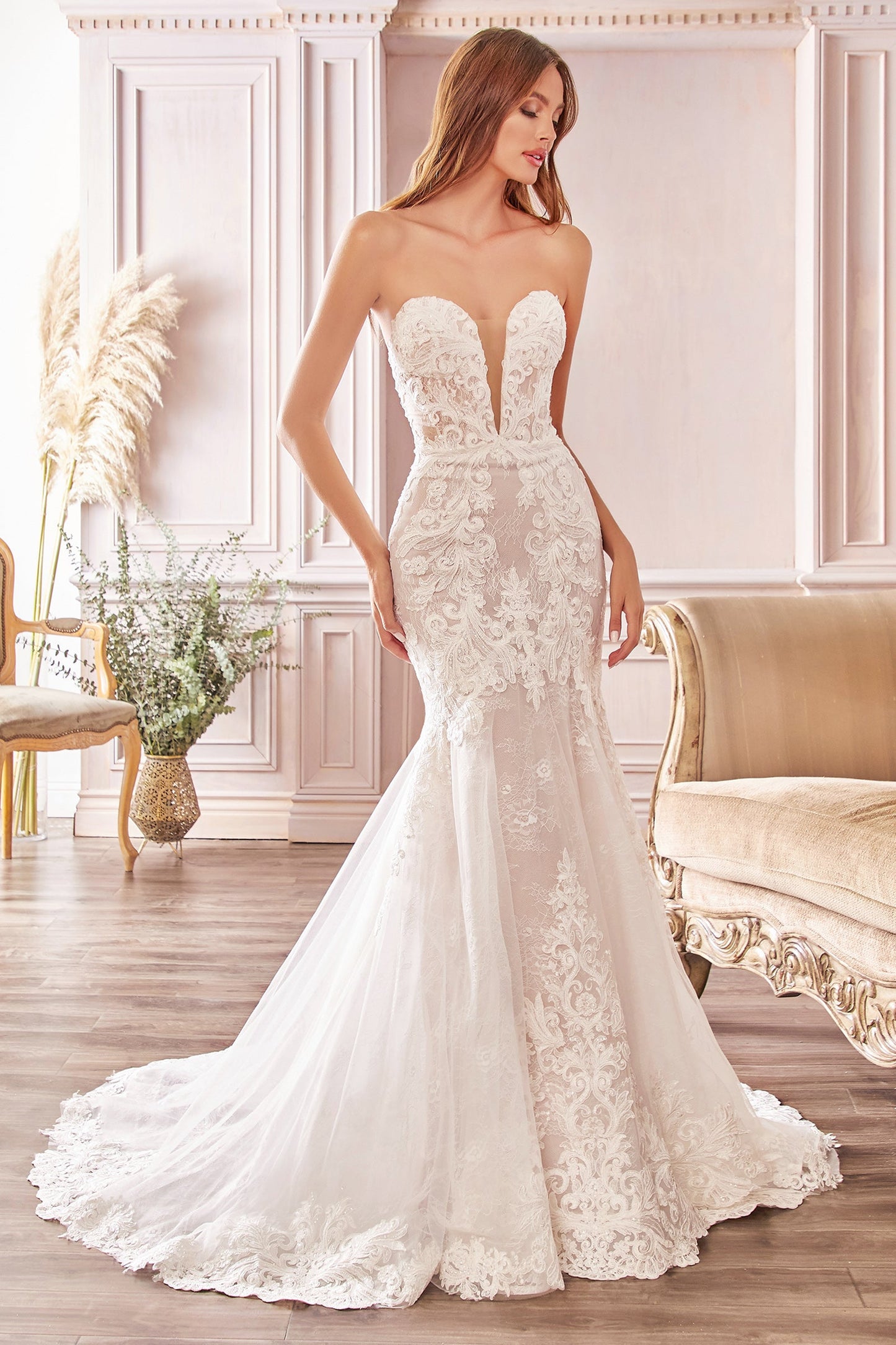 Strapless Lace Wedding Trumpet Dress CD928