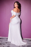 Off the Shoulder White Jersey Gown CD930