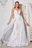 Fitted-Applique-Wedding-Gown-with-Overskirt-CD931W
