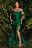 Fitted Off Shoulder Draped Gown CD943