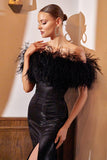 CDblack-feathered-high-slit-boa-gown-cd947