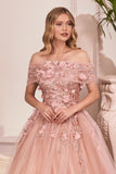 Strapless Glittered Tulle A-Line Ball Gown CD955
