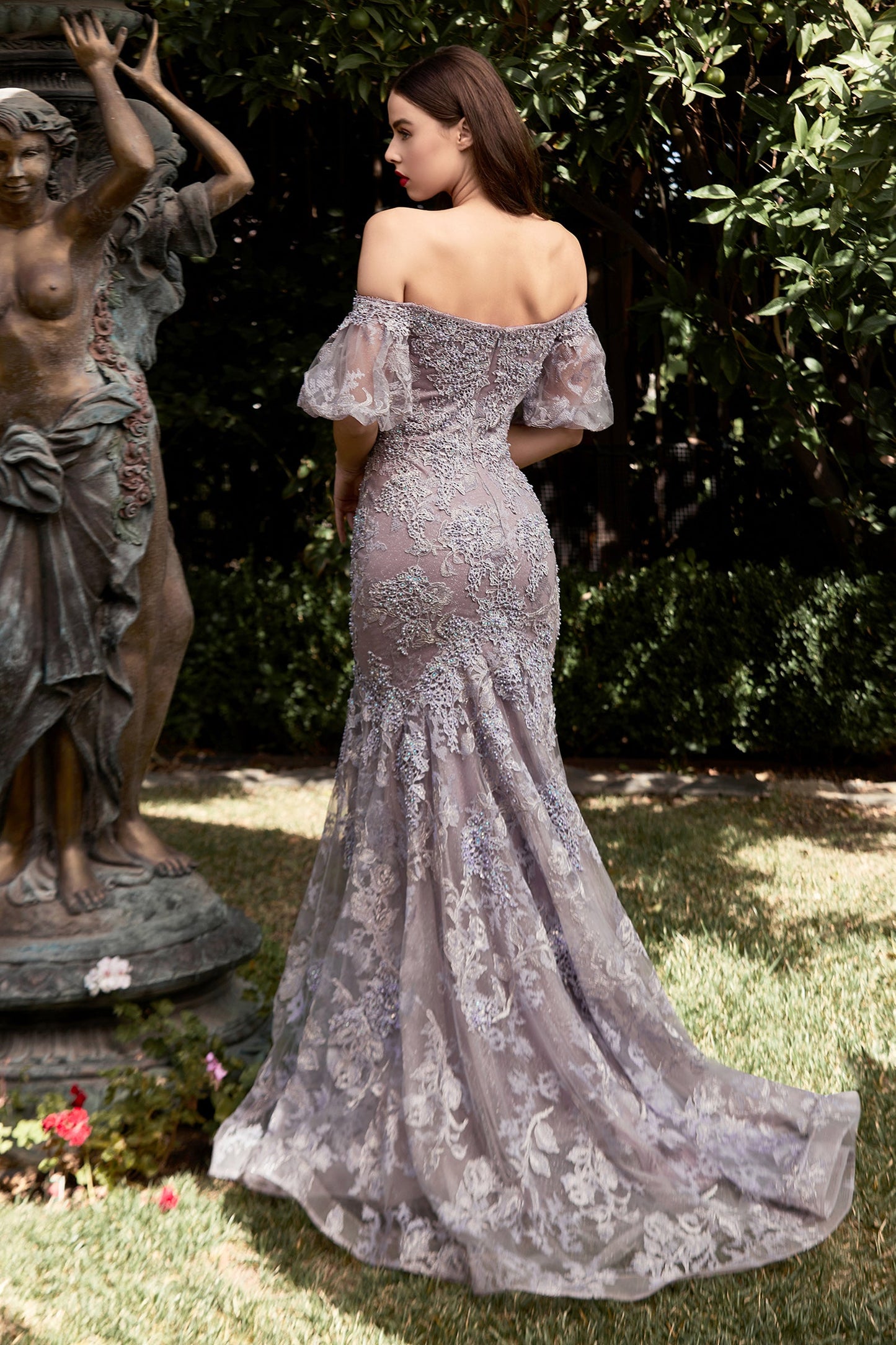 CDpuff-sleeve-off-the-shoulder-lace-mermaid-gown-cd959