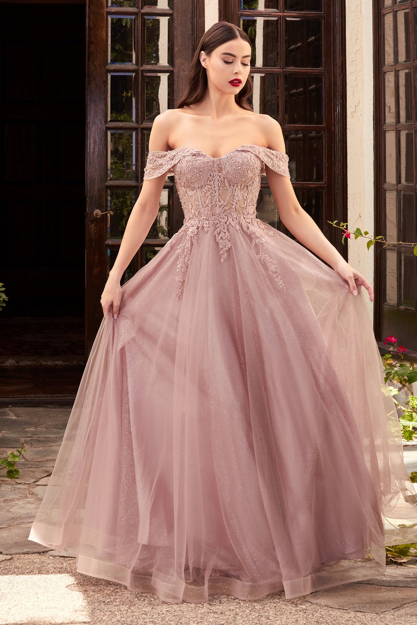 Lace Off Shoulder A-Line Gown CD961