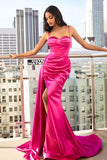 Fitted Draped with Overskirt Satin Gown CD974