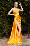 Fitted Draped with Overskirt Satin Gown CD974