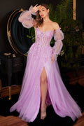 CDpuff-sleeve-flora-applique-gown-cd997