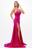 CDfloor-length-fitted-satin-assymetrical-gown-cds411