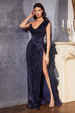 Sequin Fitted High Leg Slit Gown CH162