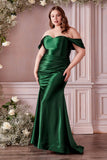 Fitted Off the Shoulder Satin Gown CH163
