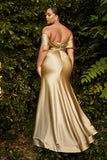 Fitted Off the Shoulder Satin Gown CH163