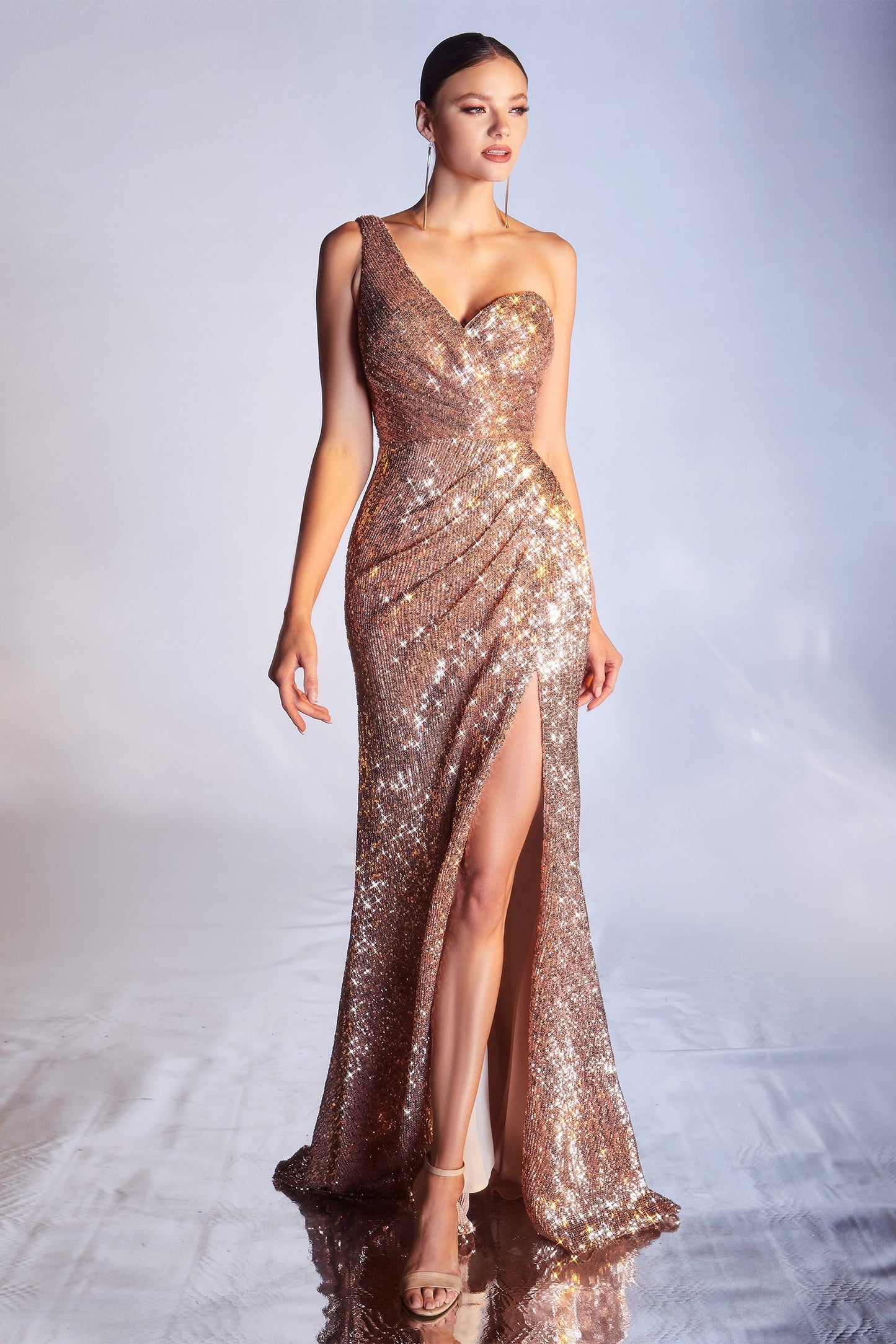 Sparkly All-Over One Shoulder Sequin Dress CH182