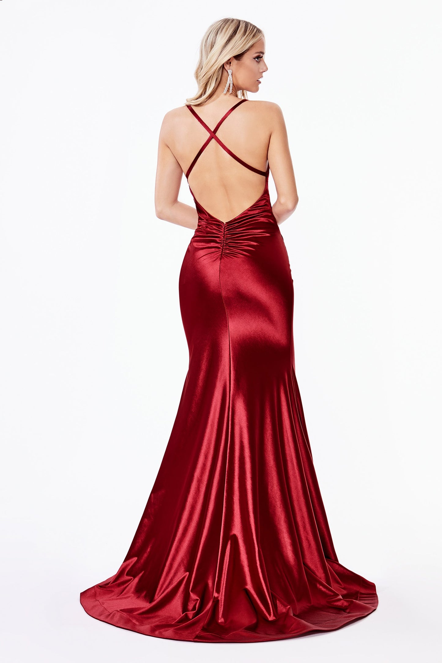 Satin Cross Back Mermaid Dress Ch236