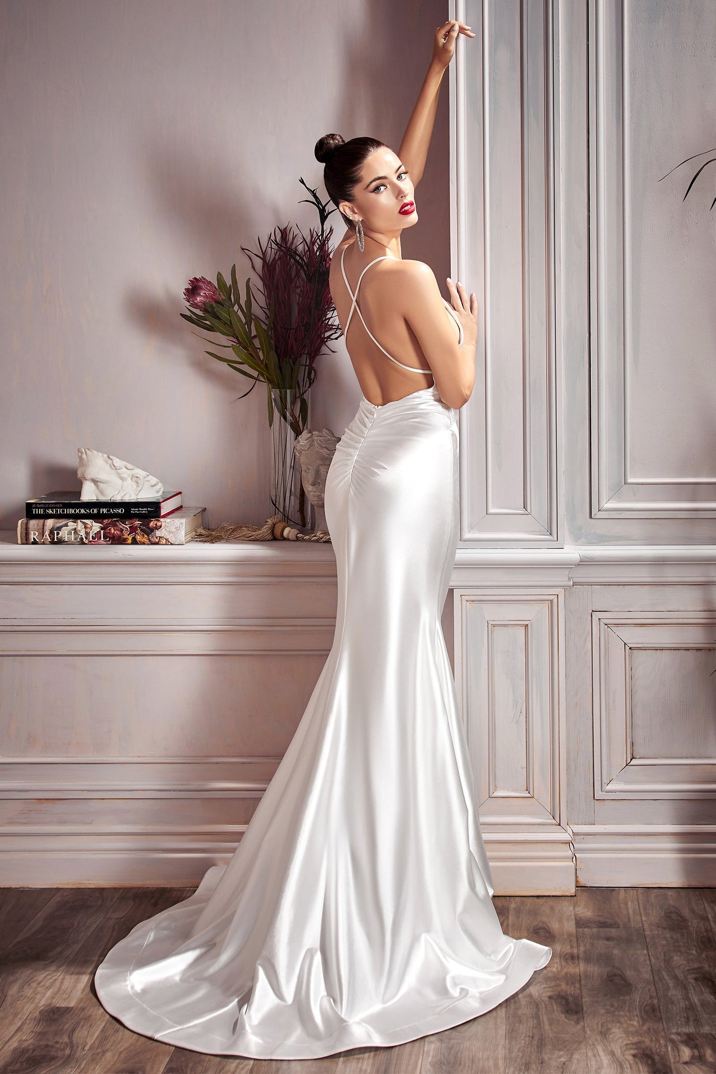 CDplunging v-neckline-long-satin-bridal-mermaid-gown-ch236w