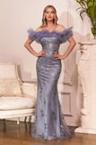 Luxe Off-Shoulder Mermaid Shape Long Dress J818