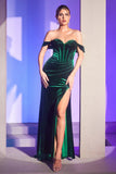 Off Shoulder Corset Velvet Fitted Gown OC011