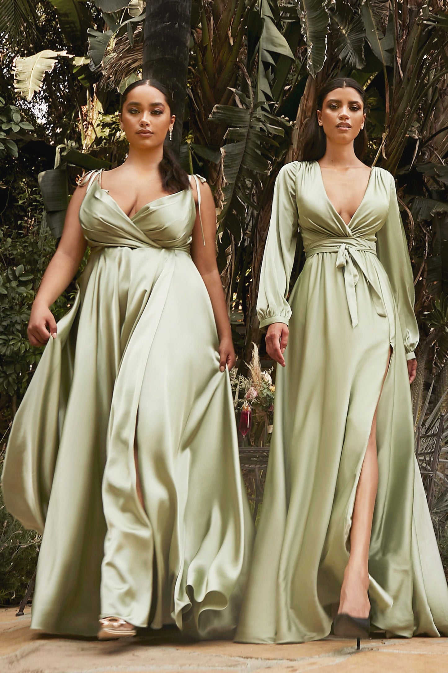 Classy Satin V-Neck Long Dress BD105