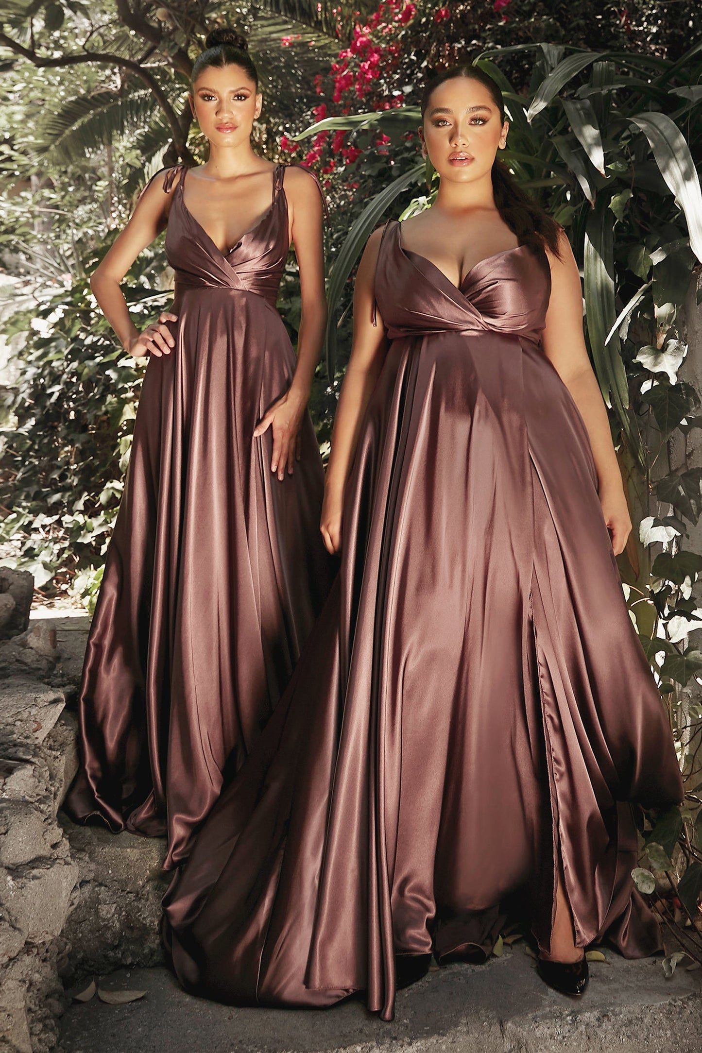 Classy Satin V-Neck Long Dress BD105