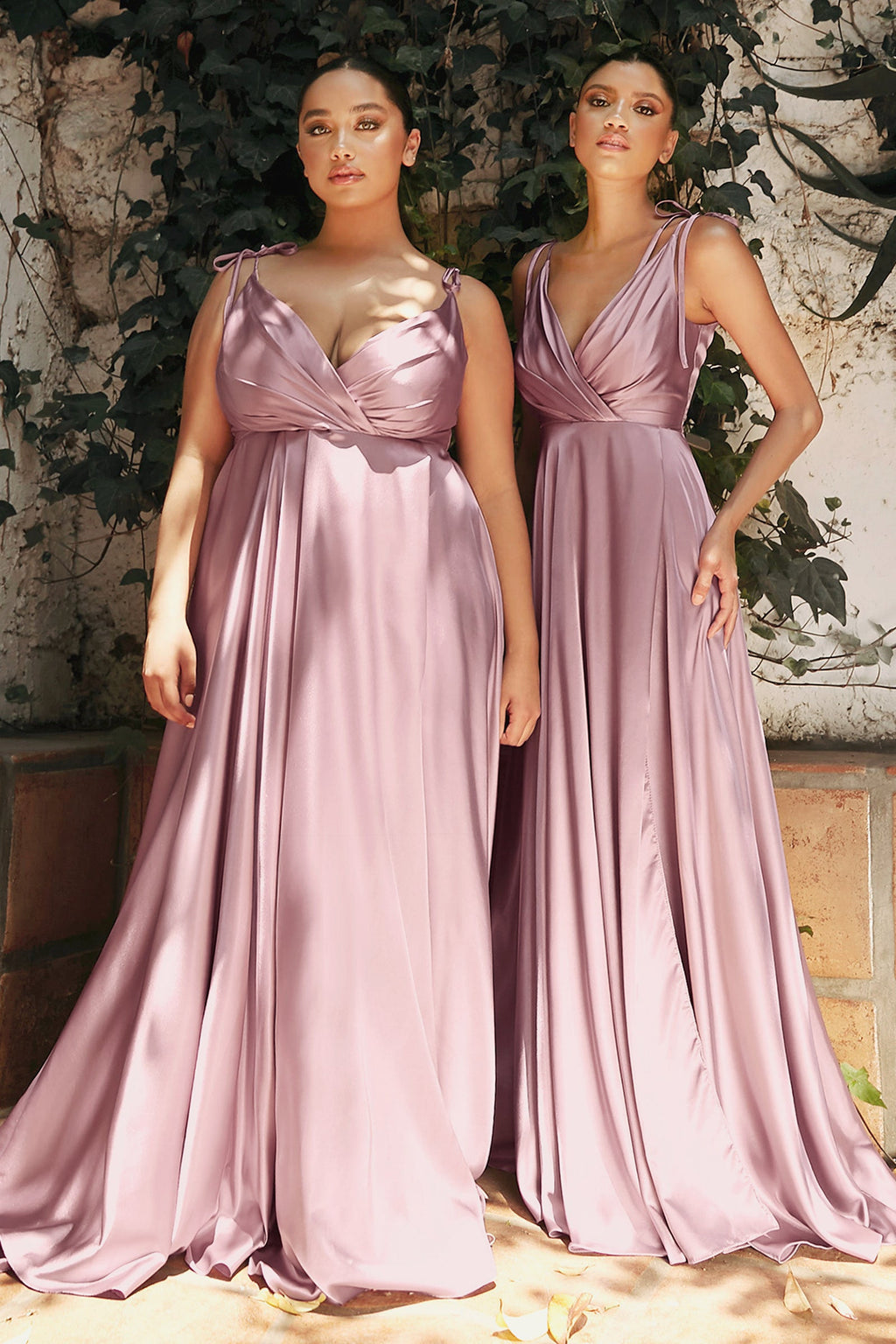 Flowy Satin Tie Straps A-Line Gown BD105