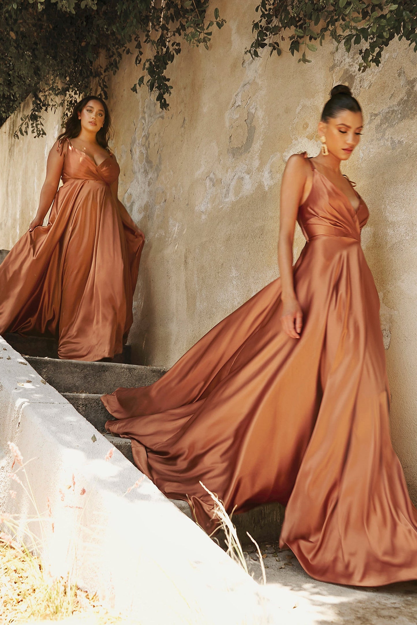 Classy Satin V-Neck Long Dress BD105