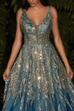 Long Beaded Shimmer Ball Gown C135