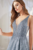 CDplunging-sequined-glitter-print-a-line-dress-c32