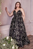 Luminescent Floral Sequin Print Long Ball Gown CB073