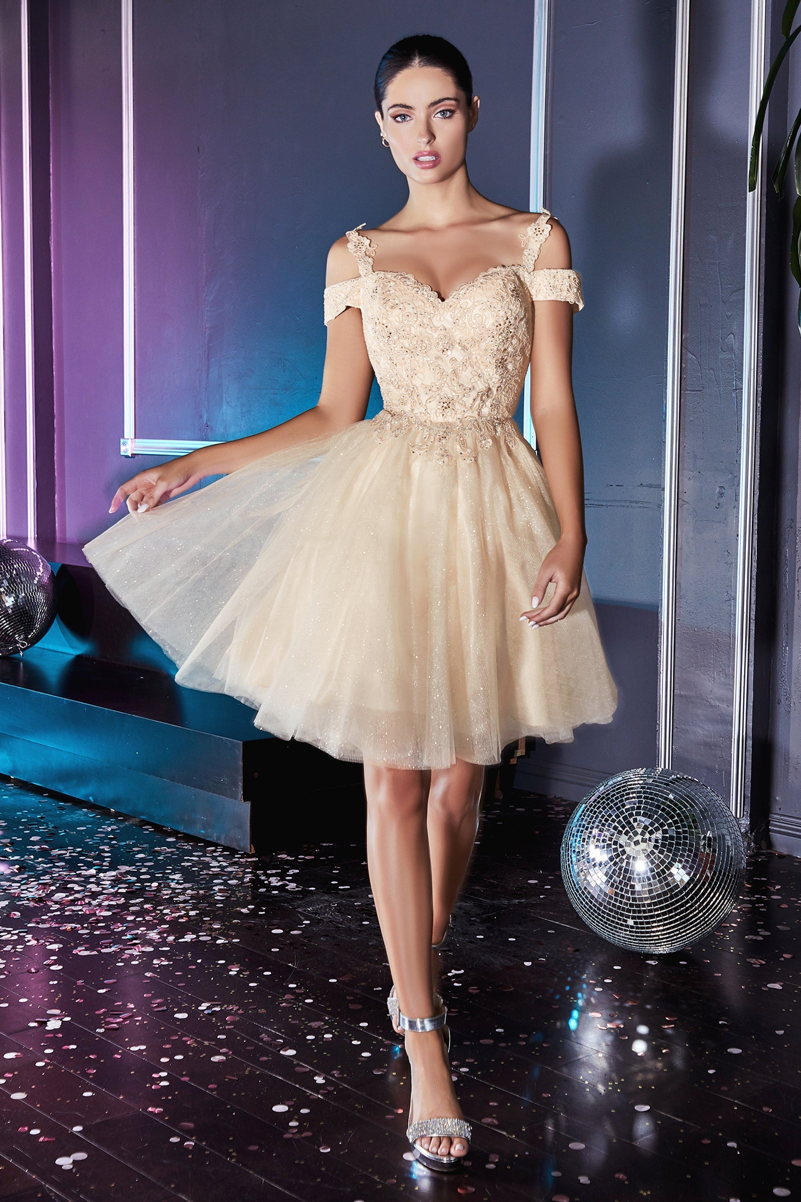 CDshort-cold-off-shoulder-a-line-dress-with-glittered-tulle-skirt-cd0132