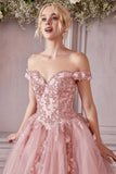 CDglittered-floral-off-shoulder-a-line-dress-cd0185